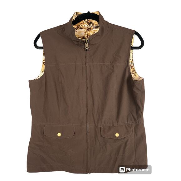Chico's Zenergy Vest Womens Medium (Chico 1) Reversible Safari Design & Brown - Picture 2 of 8